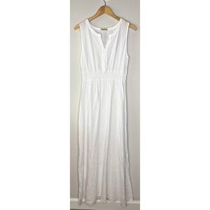 Terzo Millennio White Linen Maxi Dress L Quiet Luxury Minimalist Peasant Smocked